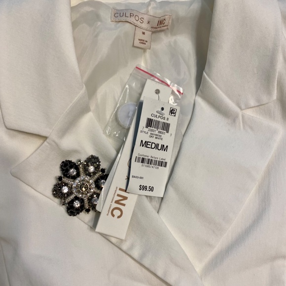 Culpos x Inc white rhinestone blazer vintage NWT Sz M - Picture 2 of 4